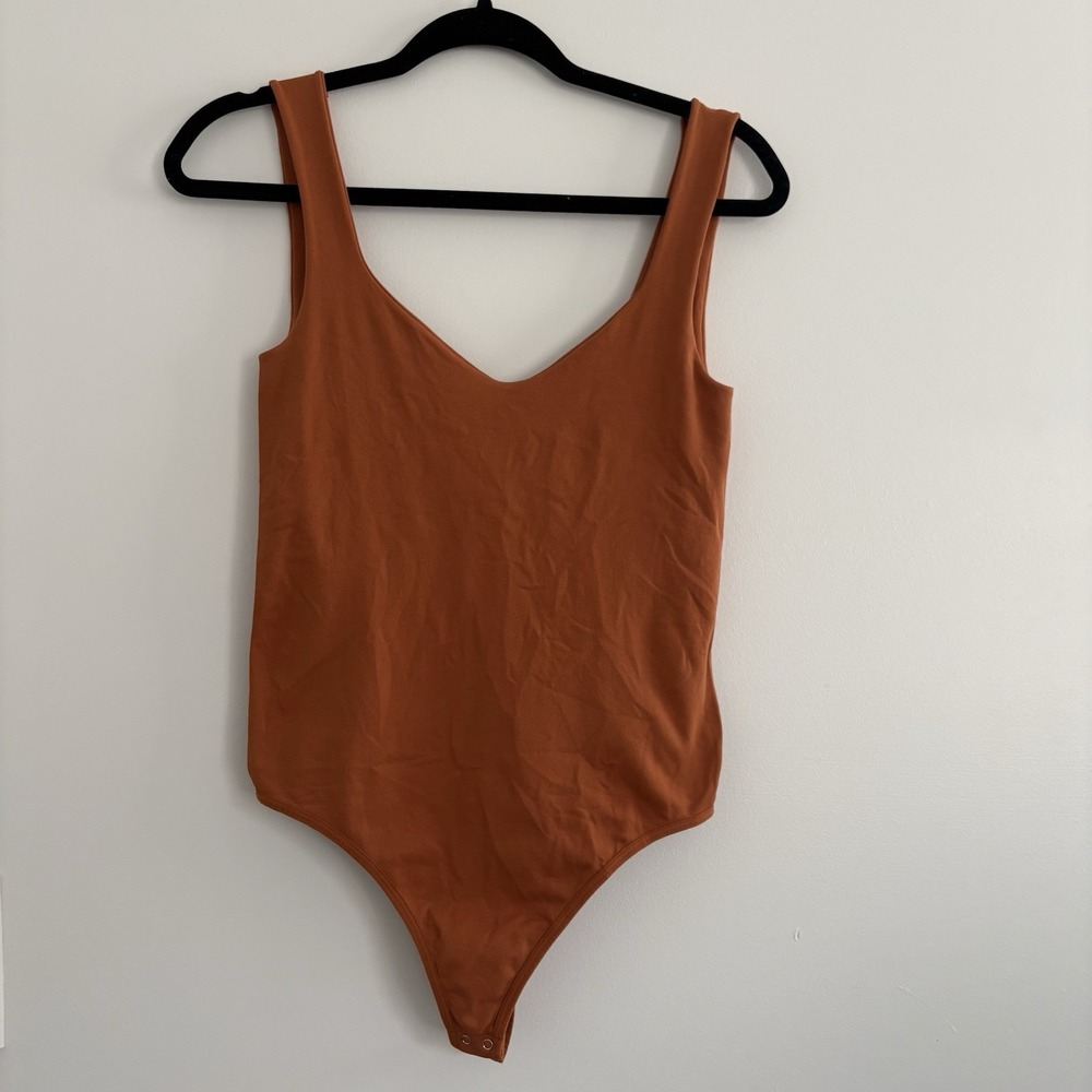 Free People Women's Clean Lines Bodysuit Brown Medium/Large Compression Seamless